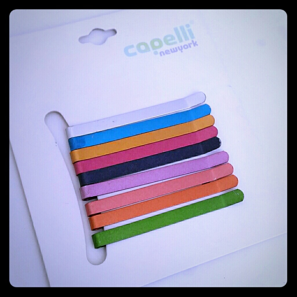Multi colored metallic tone bold hair clips.